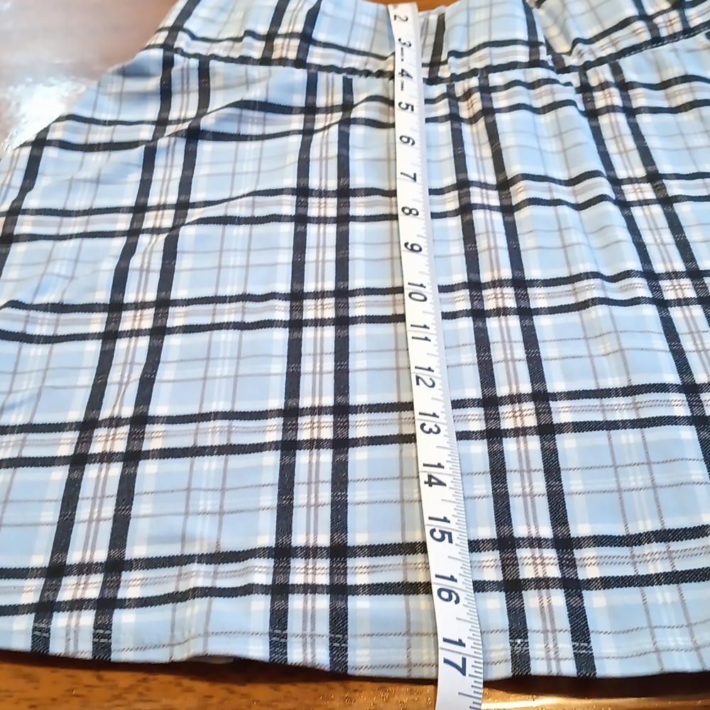 Women light blue plaid mini skirt size large skirt, Y2K. - Picture 5 of 6
